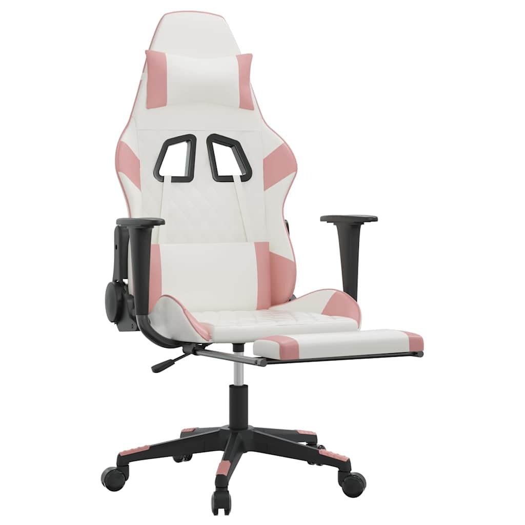 Chaise gaming Vantek Prestige Elite blanche & rose, vue 2