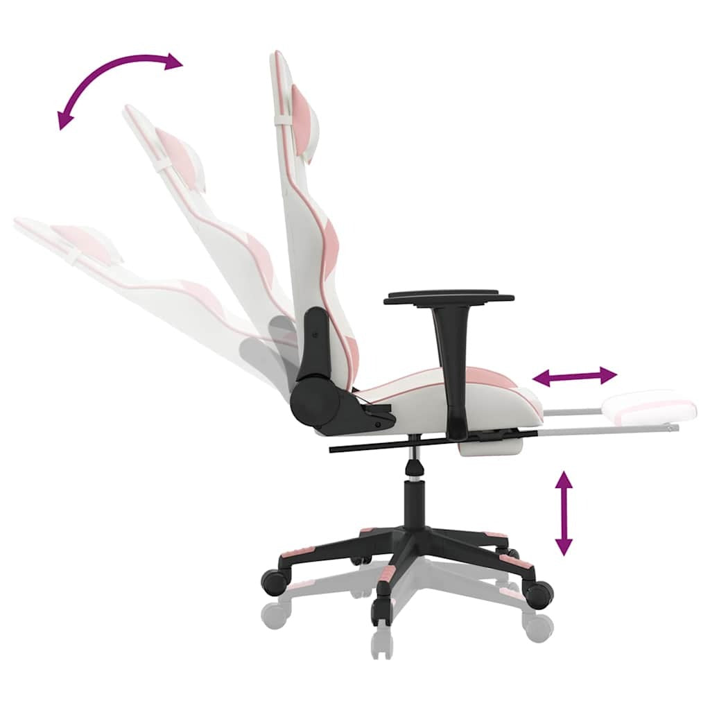 Chaise gaming Vantek Prestige Elite blanche & rose, vue 5